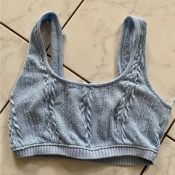 Zara baby blue knitt crop top - Picture 2 of 2